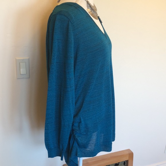 DKNY Jeans Lightweight Plus Teal Sweater- NWT - Picture 3 of 10